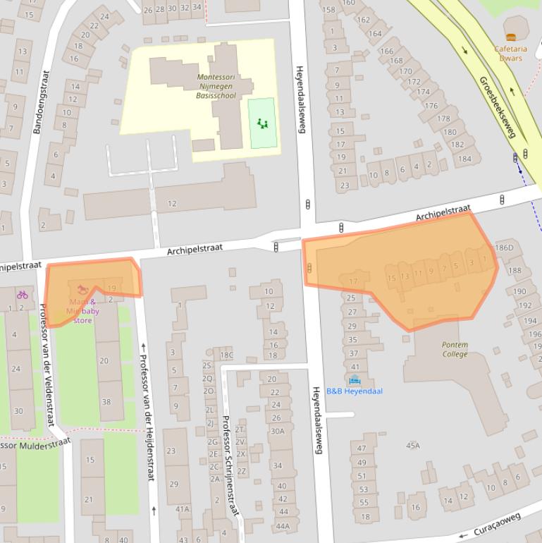 Kaart van postcodegebied 6524LK.