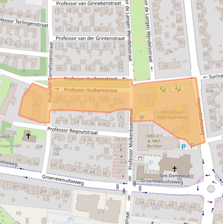 Kaart van postcodegebied 6524NP.