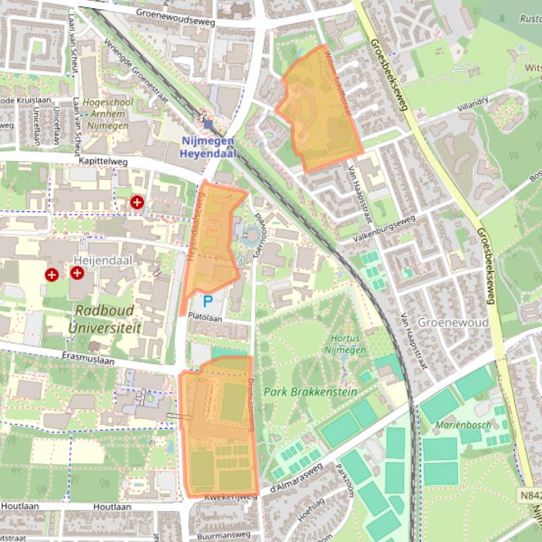 Kaart van postcodegebied 6525AJ.
