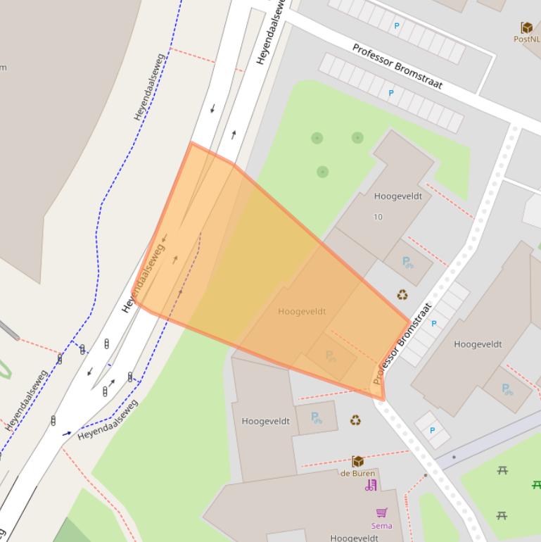 Kaart van postcodegebied 6525AW.