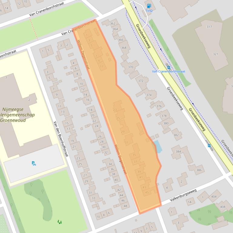 Kaart van postcodegebied 6525BV.