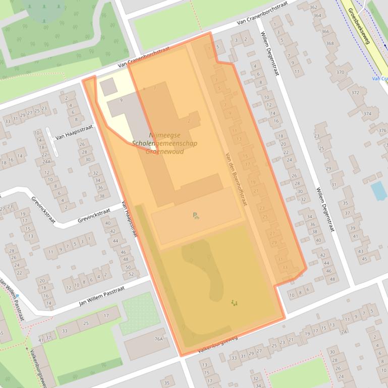 Kaart van postcodegebied 6525BZ.