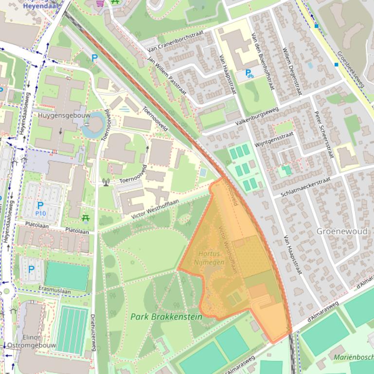 Kaart van postcodegebied 6525DK.
