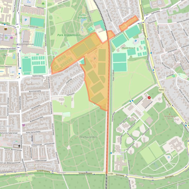 Kaart van postcodegebied 6525DW.