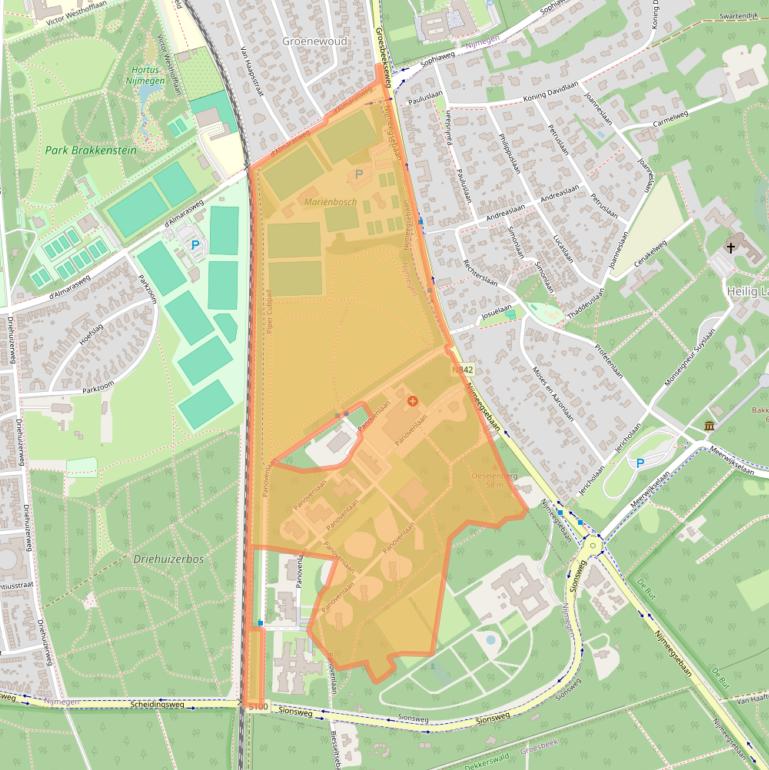 Kaart van postcodegebied 6525DX.