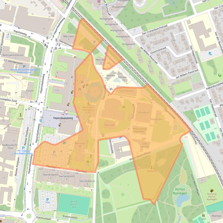 Kaart van postcodegebied 6525ED.