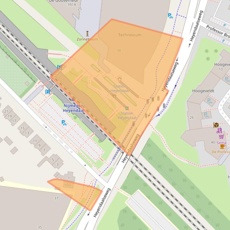 Kaart van postcodegebied 6525EE.