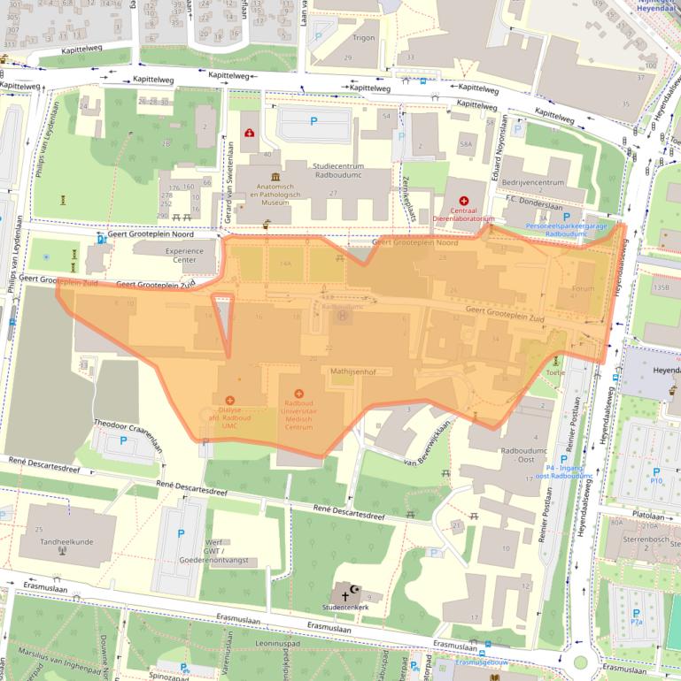 Kaart van postcodegebied 6525GA.