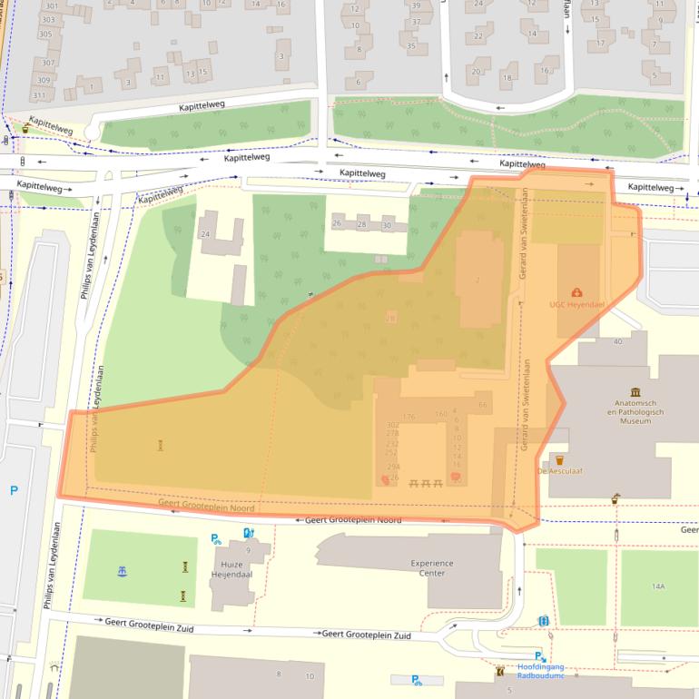 Kaart van postcodegebied 6525GB.