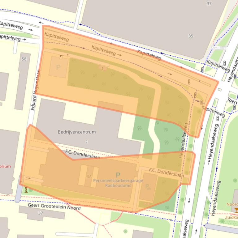 Kaart van postcodegebied 6525GK.