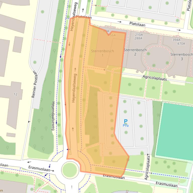 Kaart van postcodegebied 6525KB.