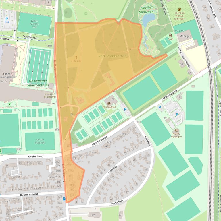 Kaart van postcodegebied 6525PL.