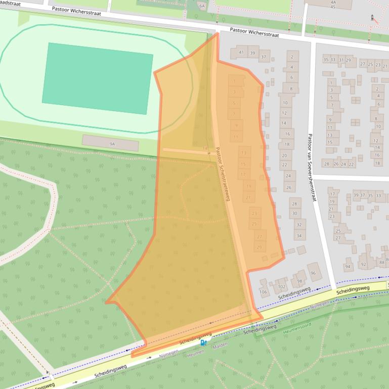 Kaart van postcodegebied 6525SZ.