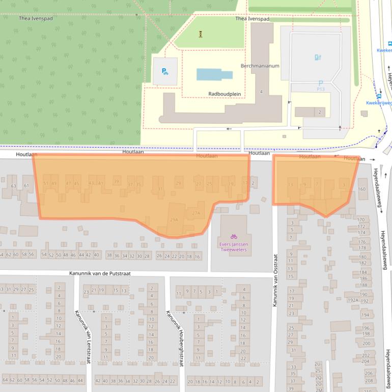 Kaart van postcodegebied 6525ZA.