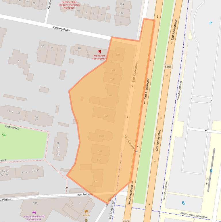 Kaart van postcodegebied 6525ZH.