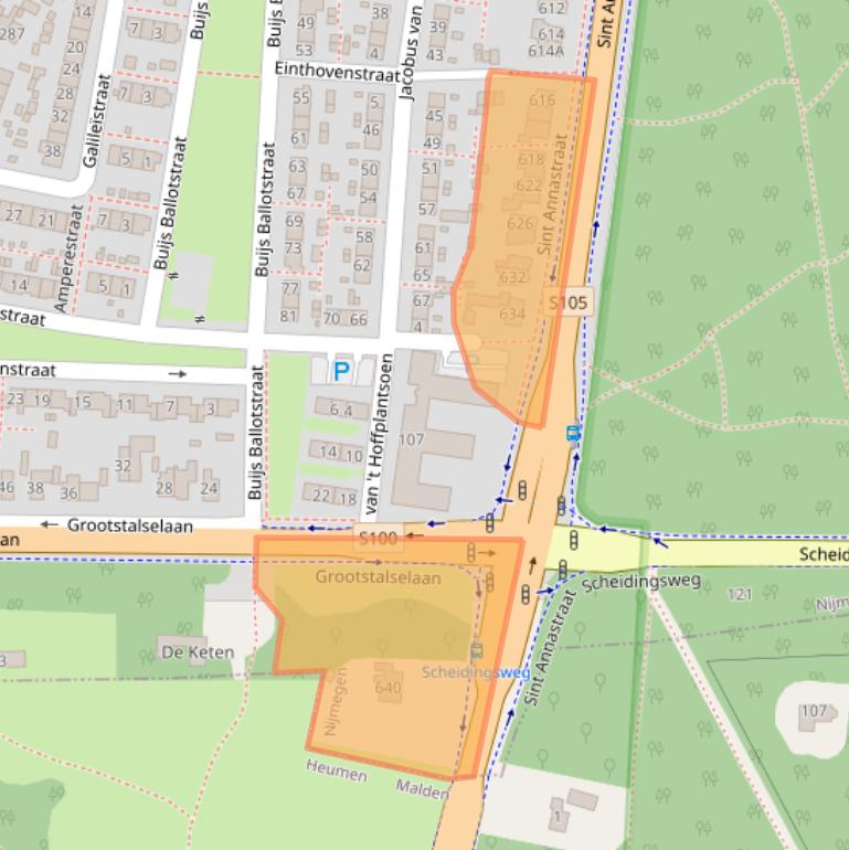 Kaart van postcodegebied 6525ZZ.