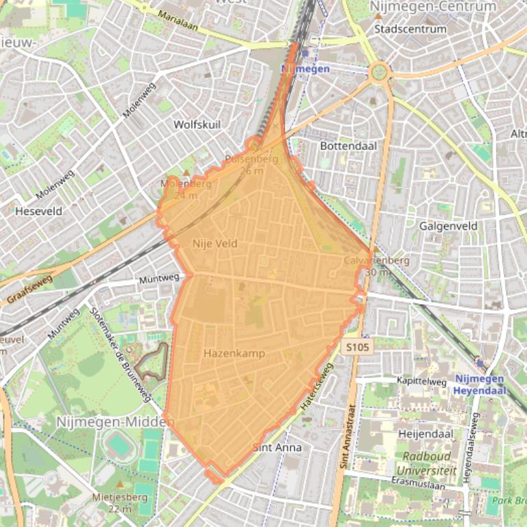 Kaart van postcodegebied 6531.