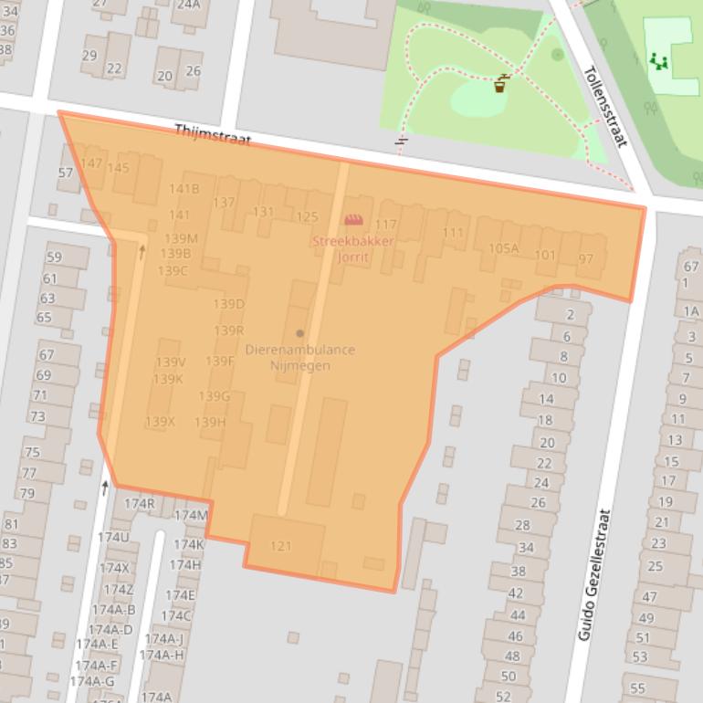 Kaart van postcodegebied 6531CP.