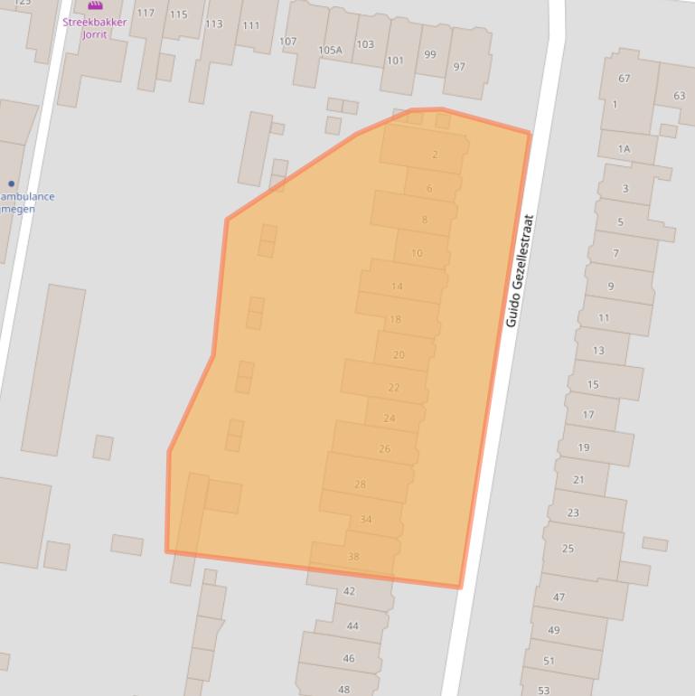 Kaart van postcodegebied 6531CW.