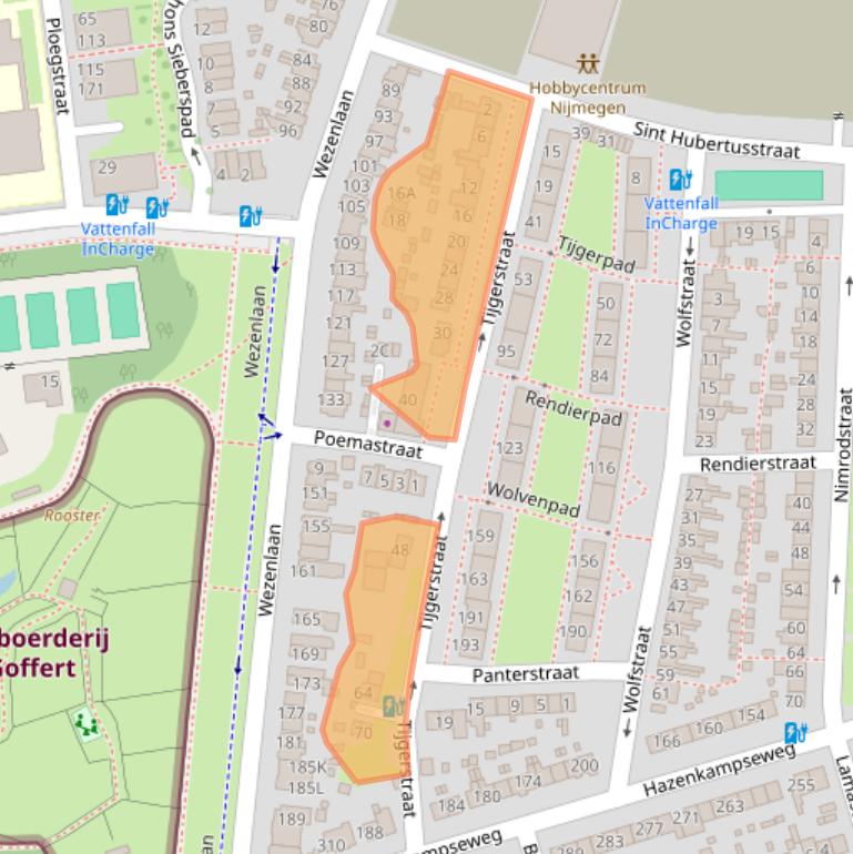 Kaart van postcodegebied 6531MG.