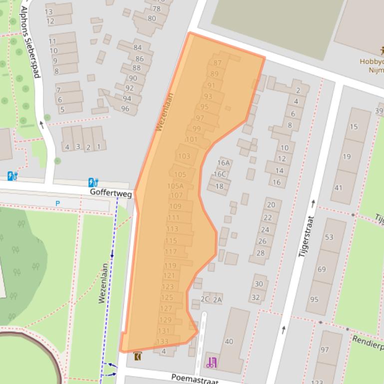 Kaart van postcodegebied 6531ML.