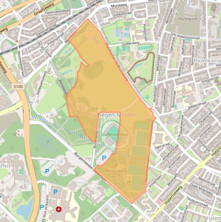 Kaart van postcodegebied 6532AE.