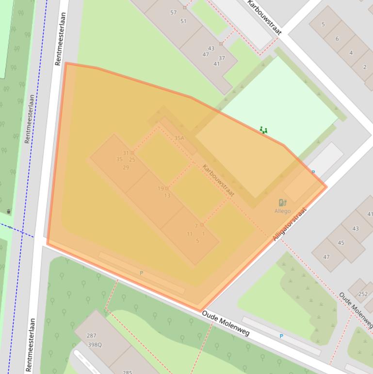 Kaart van postcodegebied 6532AW.