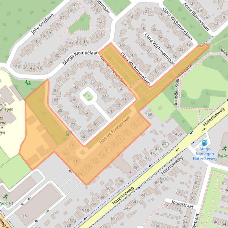 Kaart van postcodegebied 6532SL.