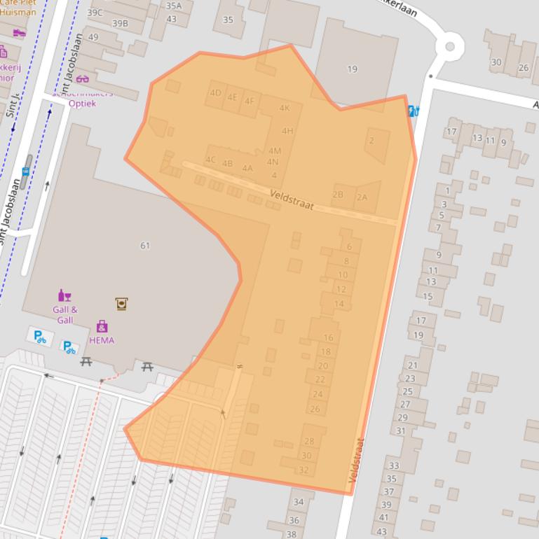 Kaart van postcodegebied 6533CC.