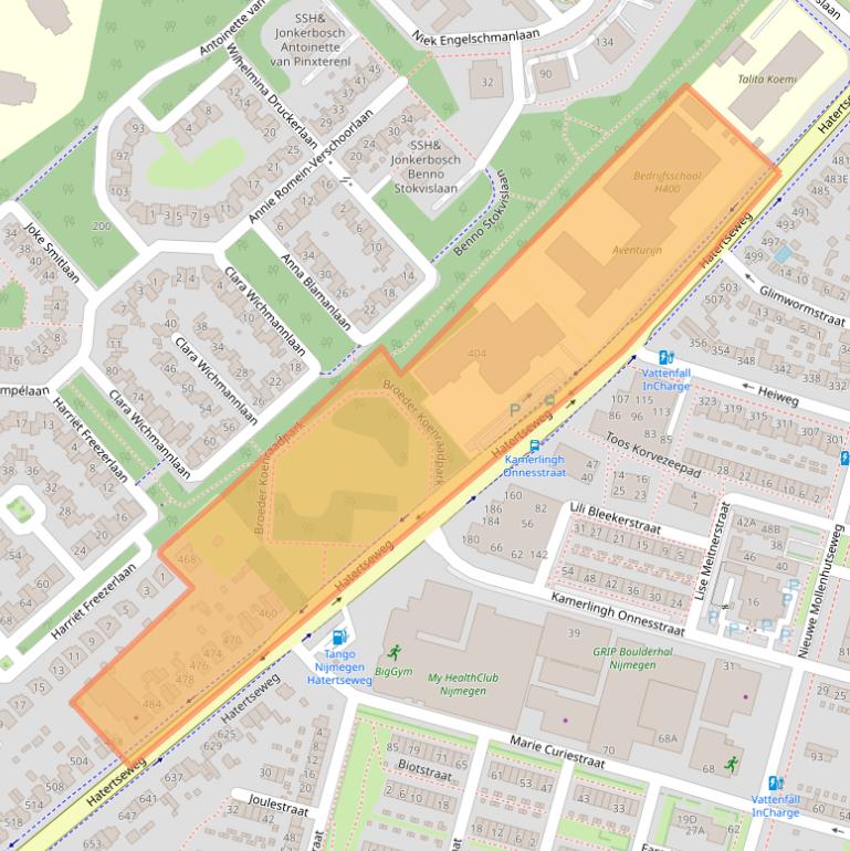 Kaart van postcodegebied 6533GV.