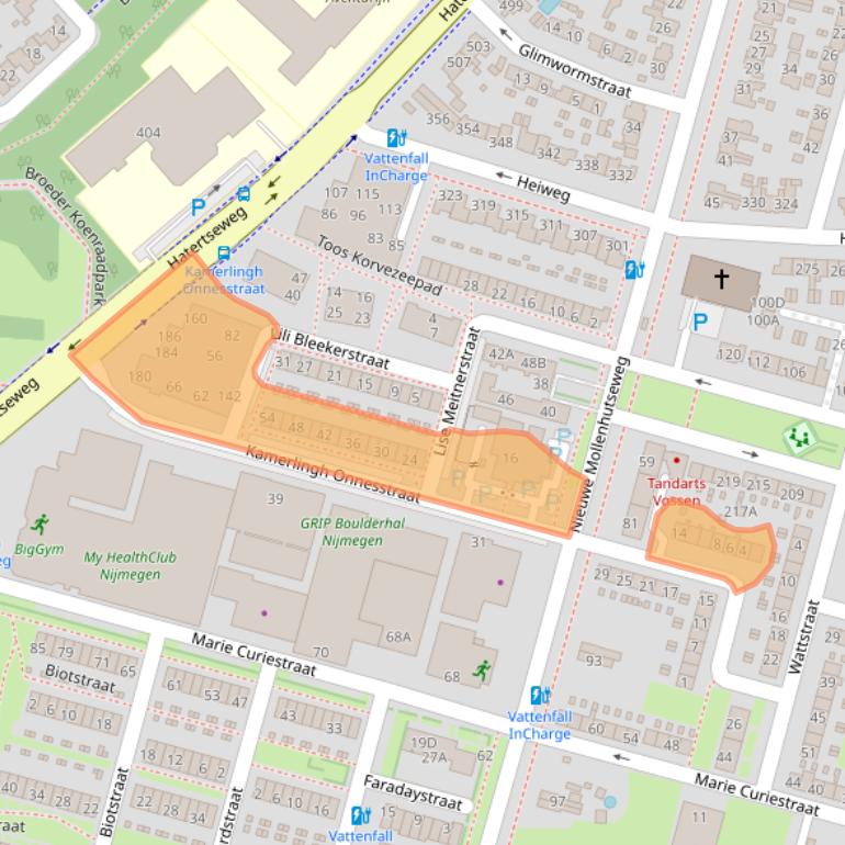 Kaart van postcodegebied 6533HL.