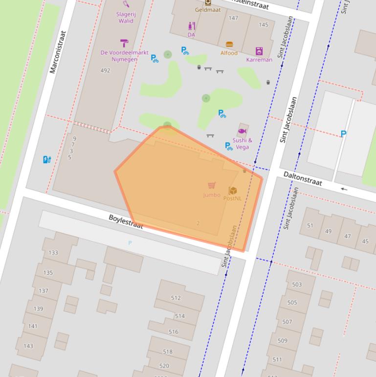 Kaart van postcodegebied 6533LC.