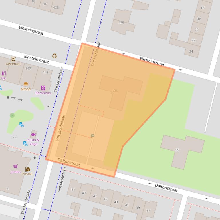 Kaart van postcodegebied 6533NJ.