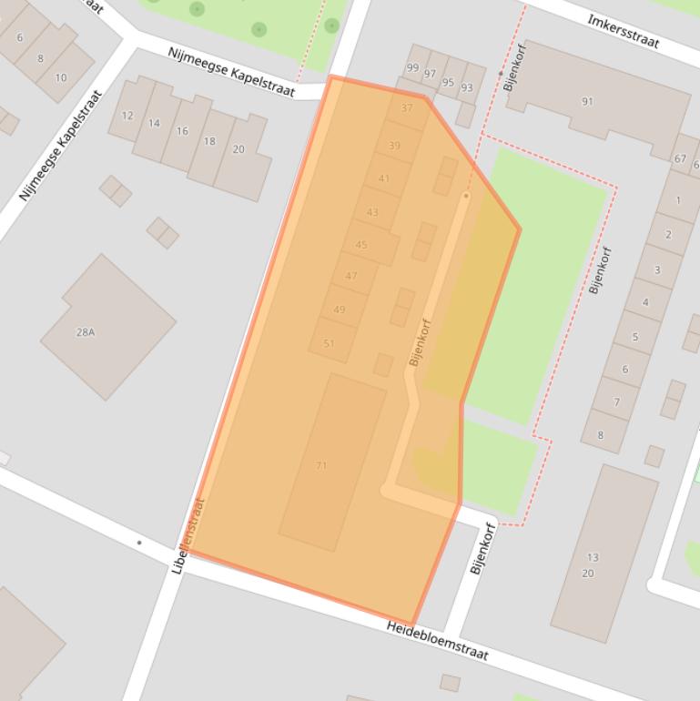Kaart van postcodegebied 6533RL.