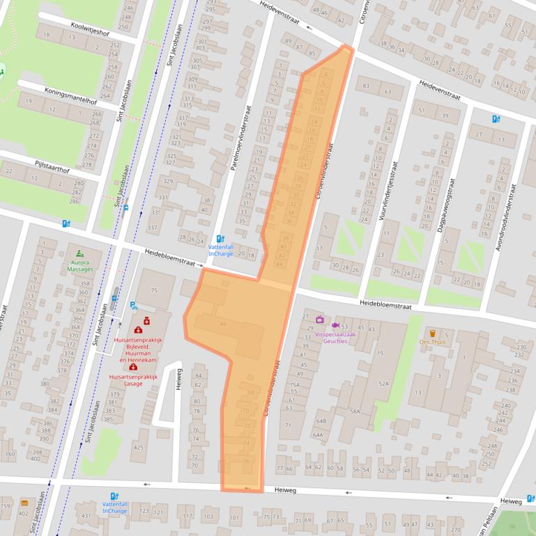 Kaart van postcodegebied 6533SZ.