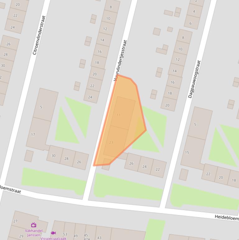 Kaart van postcodegebied 6533TB.