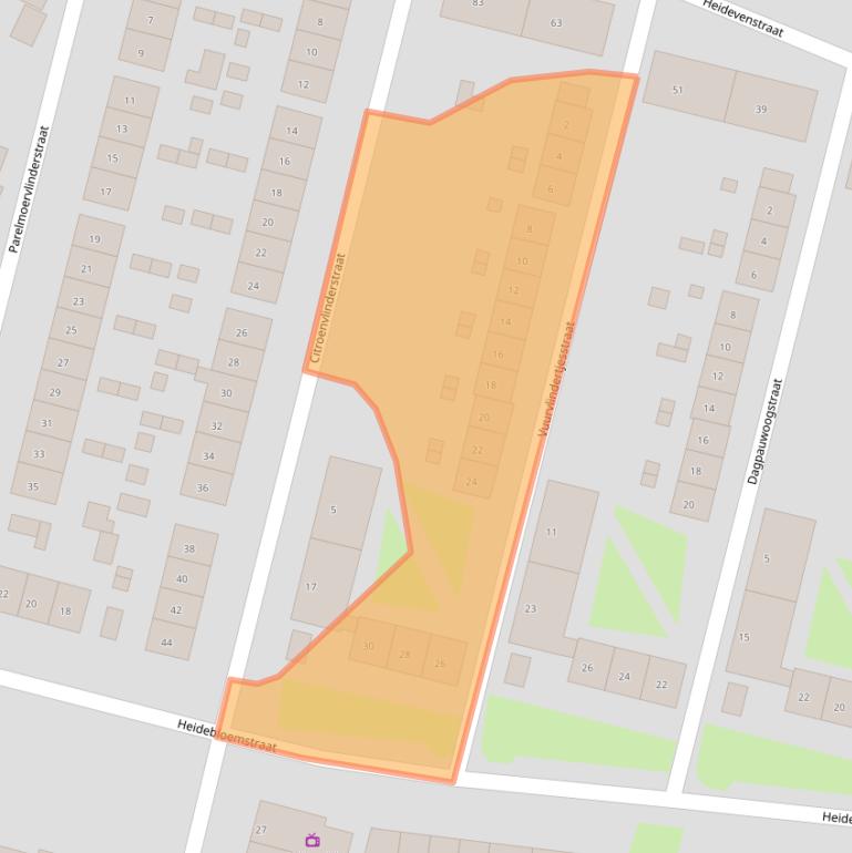 Kaart van postcodegebied 6533TC.