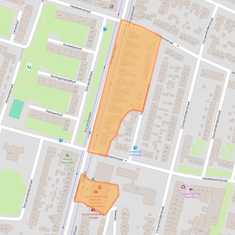 Kaart van postcodegebied 6533VD.