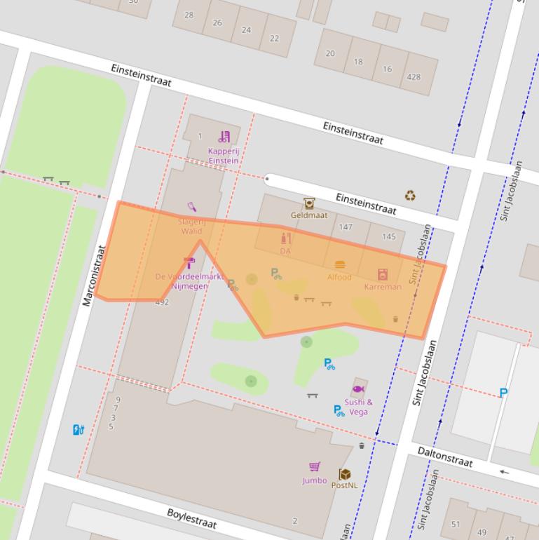 Kaart van postcodegebied 6533VX.