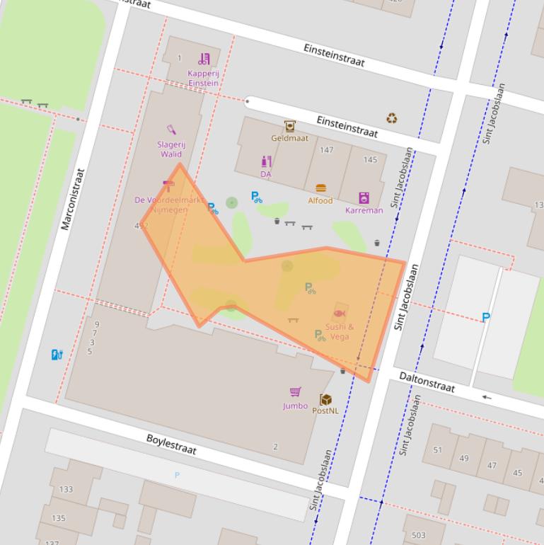 Kaart van postcodegebied 6533VZ.