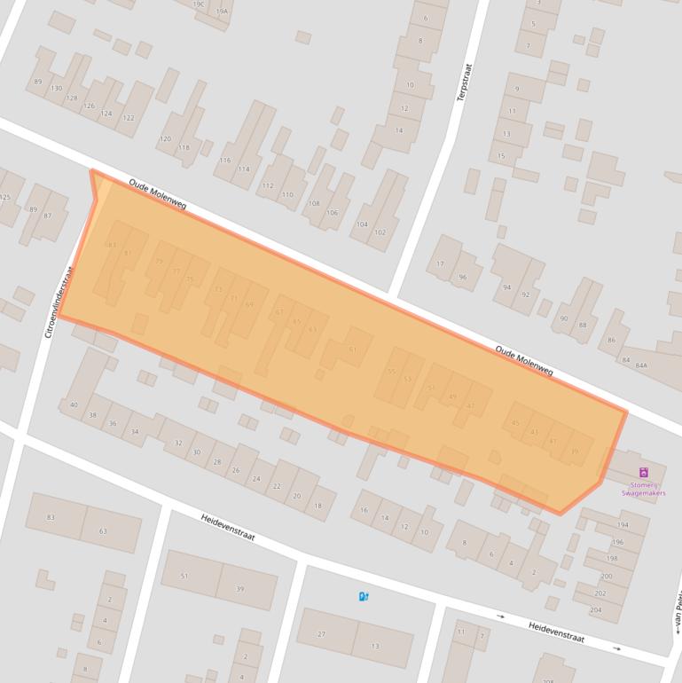 Kaart van postcodegebied 6533WG.