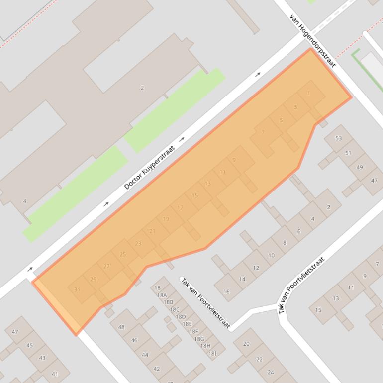 Kaart van postcodegebied 6535TH.