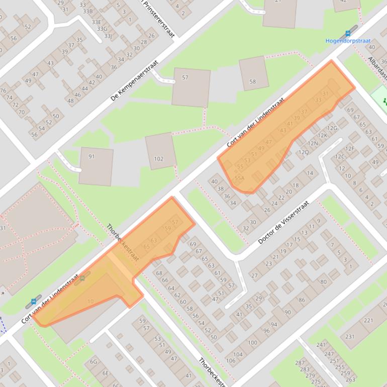 Kaart van postcodegebied 6535VE.