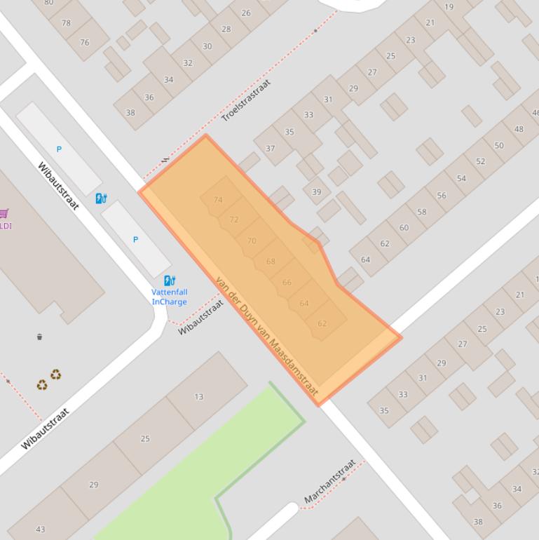 Kaart van postcodegebied 6535VX.