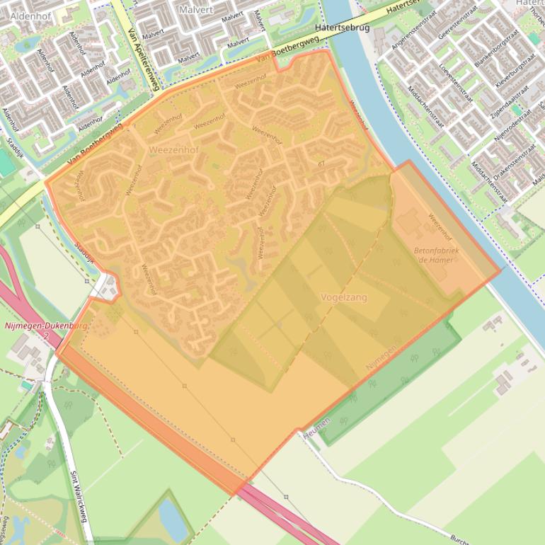 Kaart van postcodegebied 6536.