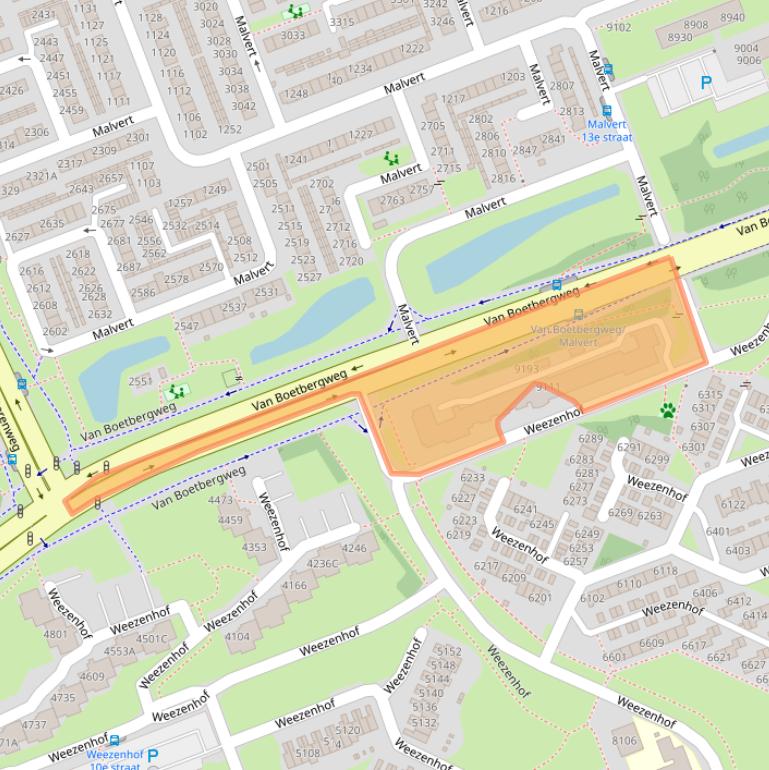 Kaart van postcodegebied 6536AC.