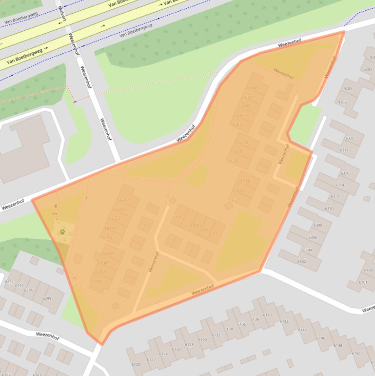 Kaart van postcodegebied 6536AS.