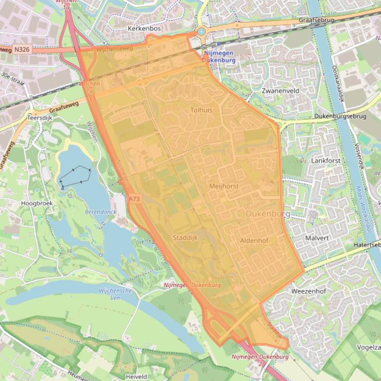 Kaart van postcodegebied 6537.