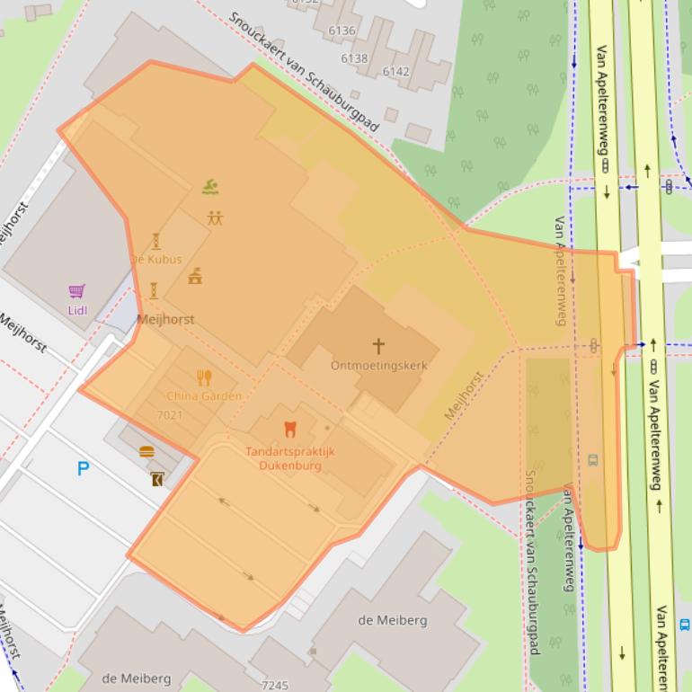 Kaart van postcodegebied 6537EP.