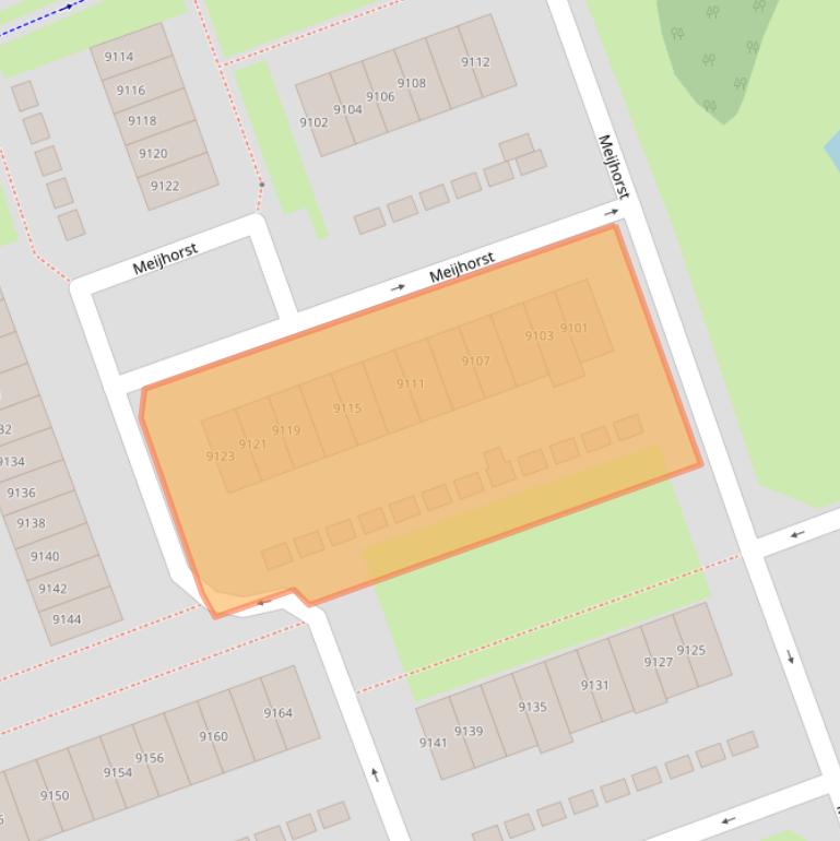 Kaart van postcodegebied 6537KJ.